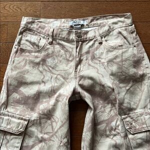 💕REFRAIN WIDE LEG CAMO CARGO JEAN-TREE CAMO PRINT-CREAM-9💕